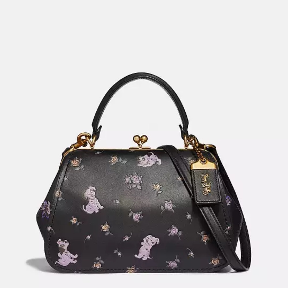 NWT Coach X Disney Frame Bag 23 With Dalmatian Floral Print